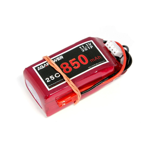 Акумулятор AGA POWER Li-Po 850mAh 11.1V 3S 25C Softcase 19x25x72мм JST